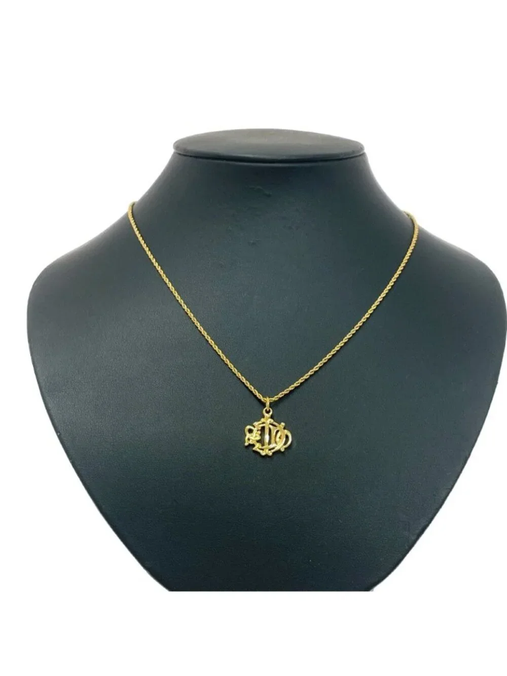 Dior Emblem Logo Necklace Gold